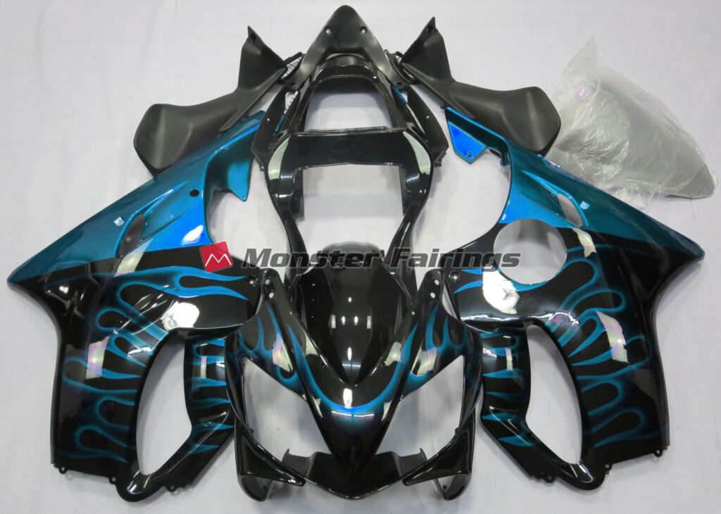 Honda CBR600 F4i 2001 - 2003 Light Blue Flame ABS fairings - custom motorcycle bodywork kit by Monster Fairings