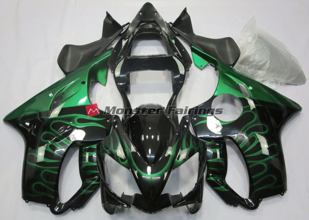Honda CBR600 F4i 2001 - 2003 Green Flame ABS fairings - custom motorcycle bodywork kit by Monster Fairings