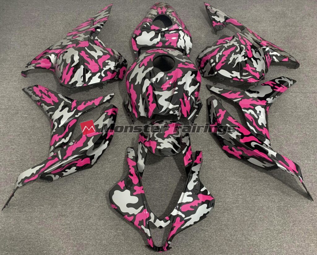 Honda CBR600RR 2009 - 2012 Gloss Pink & Gray Camo ABS fairings - custom motorcycle bodywork kit by Monster Fairings
