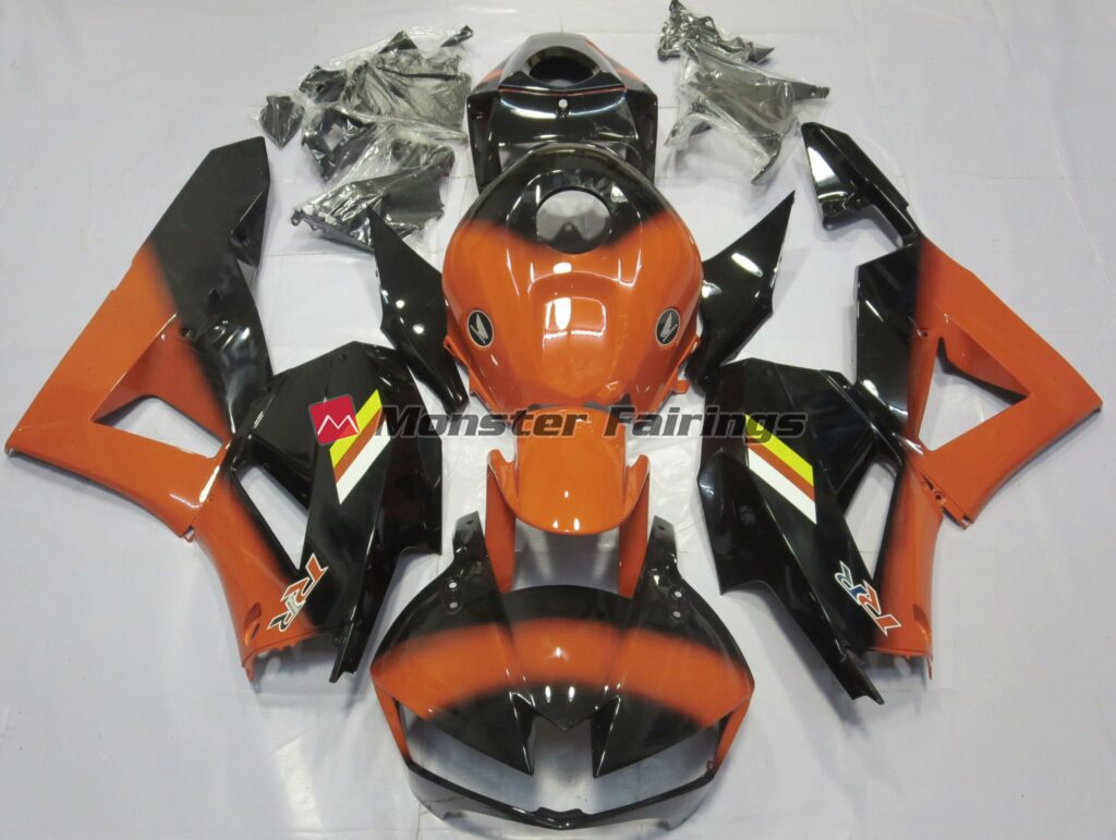 Honda CBR600RR 2013 - 2025 Gloss Orange Black Fade ABS fairings - custom motorcycle bodywork kit by Monster Fairings