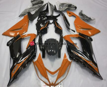 Kawasaki ZX6R 2013 - 2018 Black and Orange ABS fairings - custom motorcycle bodywork kit by Monster Fairings