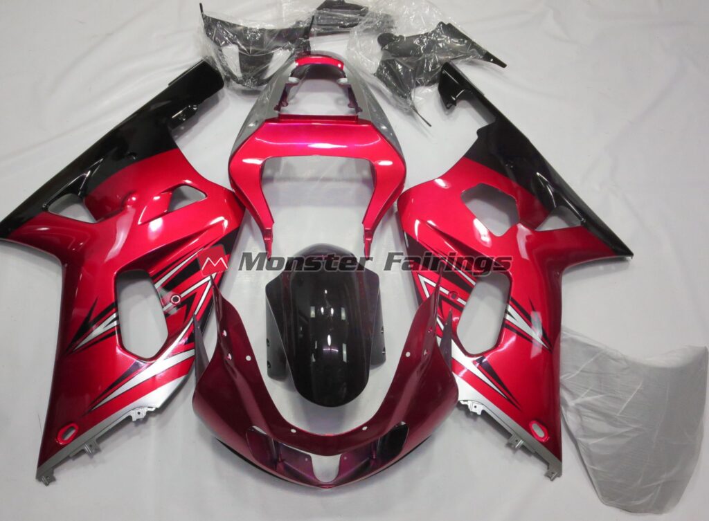 Suzuki GSXR 600 - 750 2001 - 2003 Red and Silver ABS fairings - custom motorcycle bodywork kit by Monster Fairings