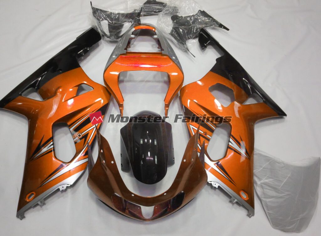 Suzuki GSXR 600 - 750 2001 - 2003 Orange and Silver ABS fairings - custom motorcycle bodywork kit by Monster Fairings
