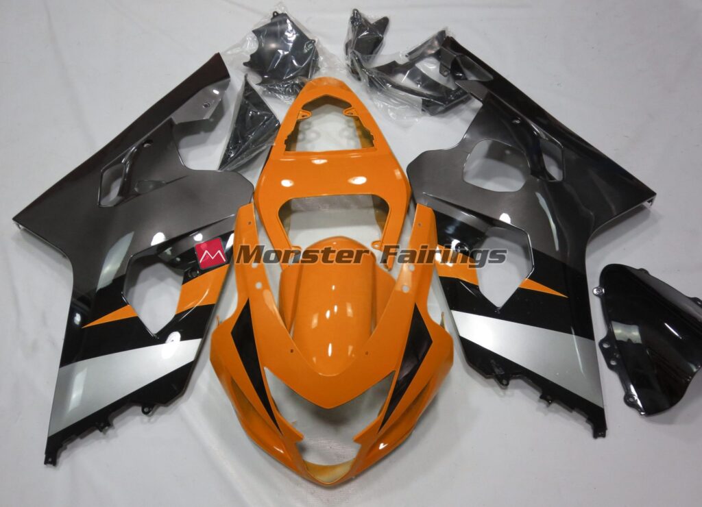 Suzuki GSXR 600 - 750 2004 - 2005 Orange and Silver ABS fairings - custom motorcycle bodywork kit by Monster Fairings