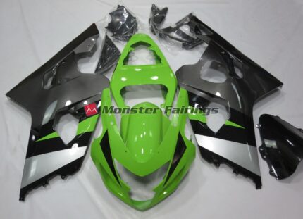Suzuki GSXR 600 - 750 2004 - 2005 Green and Silver ABS fairings - custom motorcycle bodywork kit by Monster Fairings