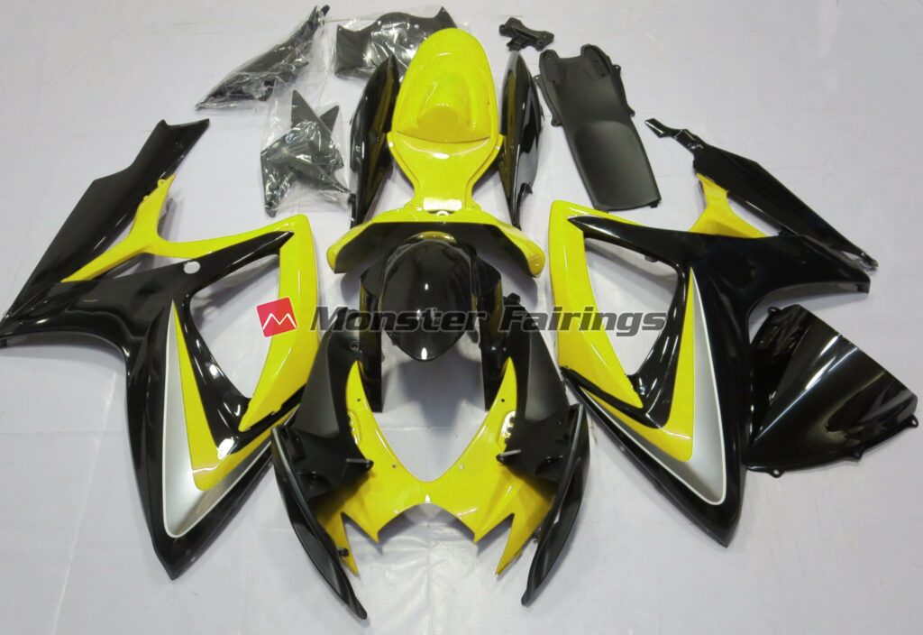 Suzuki GSXR 600 - 750 2006 - 2007 Gloss Yellow Debadged ABS fairings - custom motorcycle bodywork kit by Monster Fairings