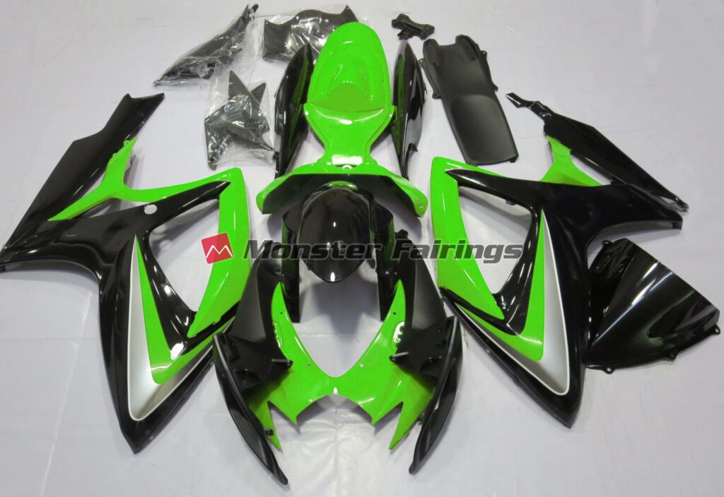 Suzuki GSXR 600 - 750 2006 - 2007 Gloss Green Debadged ABS fairings - custom motorcycle bodywork kit by Monster Fairings