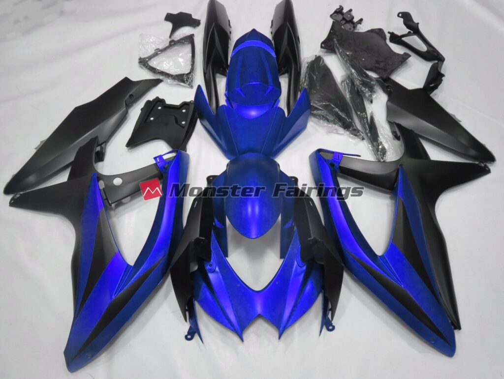 Suzuki GSXR 600 - 750 2008 - 2010 Matte Blue No R ABS fairings - custom motorcycle bodywork kit by Monster Fairings