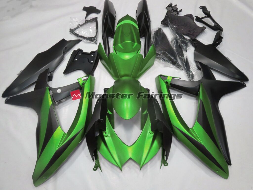 Suzuki GSXR 600 - 750 2008 - 2010 Matte Green No R ABS fairings - custom motorcycle bodywork kit by Monster Fairings