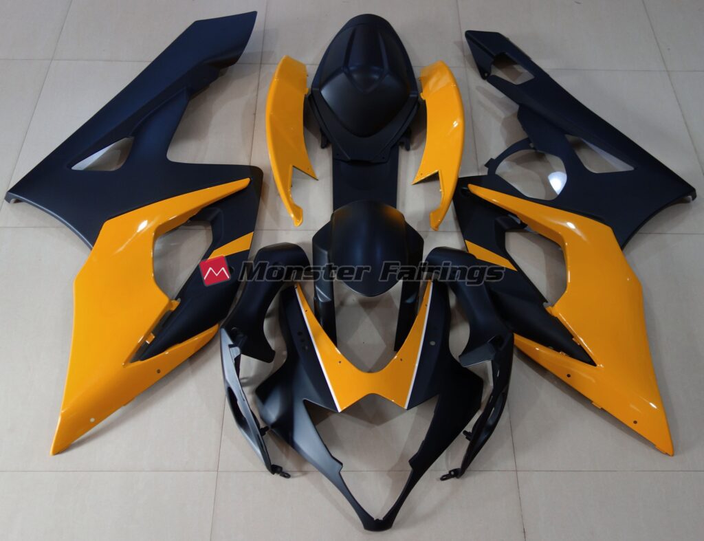 Suzuki GSXR 1000 2005 - 2006 Matte Black with Light Orange ABS fairings - custom motorcycle bodywork kit by Monster Fairings