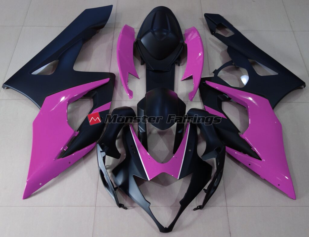 Suzuki GSXR 1000 2005 - 2006 Matte Black & Gloss Pink ABS fairings - custom motorcycle bodywork kit by Monster Fairings