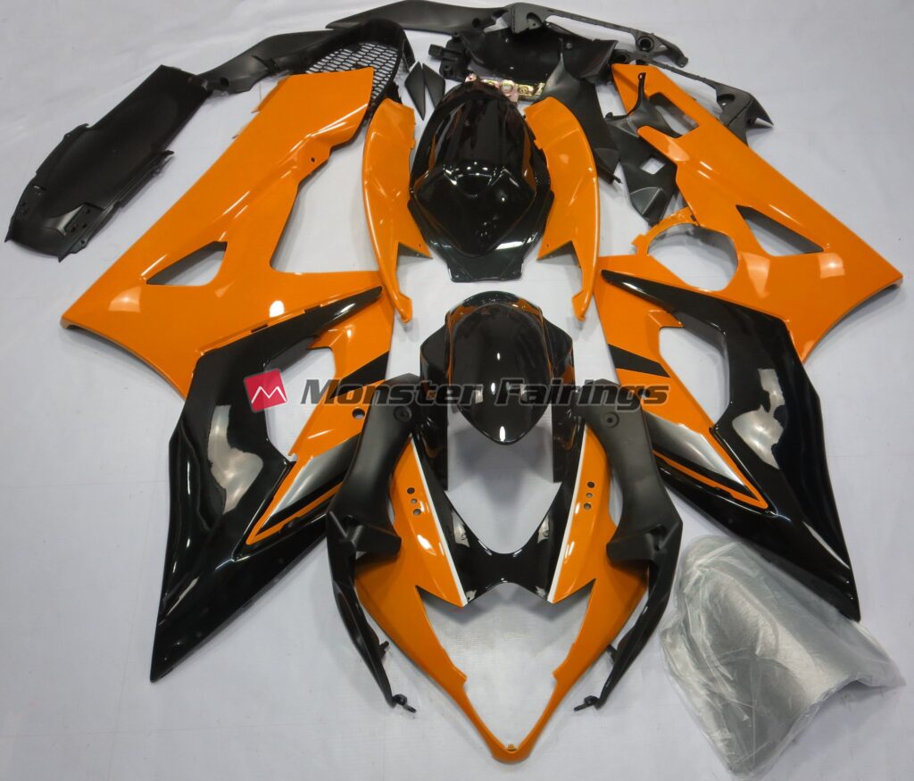 Suzuki GSXR 1000 2005 - 2006 Gloss Orange & Black ABS fairings - custom motorcycle bodywork kit by Monster Fairings