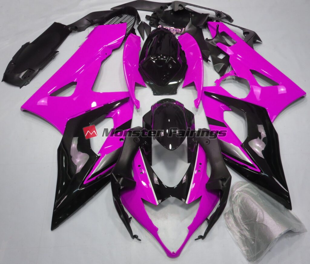 Suzuki GSXR 1000 2005 - 2006 Gloss Pink & Black ABS fairings - custom motorcycle bodywork kit by Monster Fairings