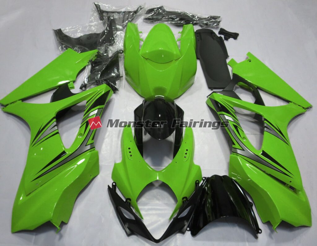 Suzuki GSXR 1000 2007 - 2008 Gloss Green OEM ABS fairings - custom motorcycle bodywork kit by Monster Fairings