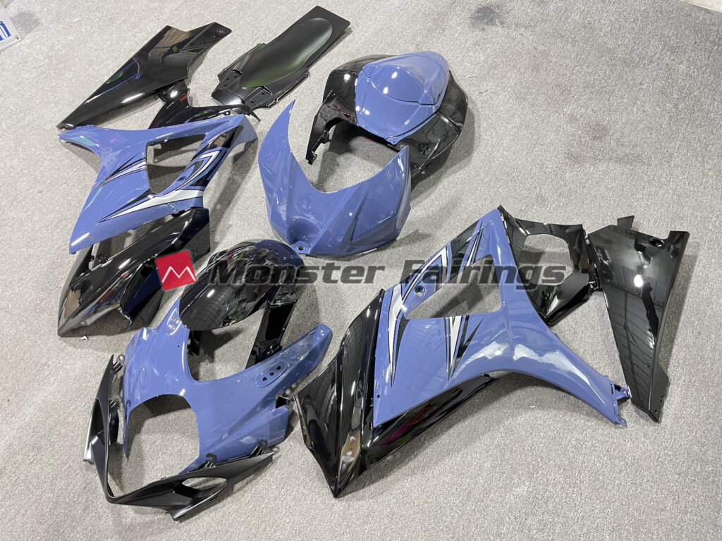 Suzuki GSXR 1000 custom ABS fairings 2007 - 2008 in Gloss Dark Blue & Black - durable replacement kit, Monster Fairings