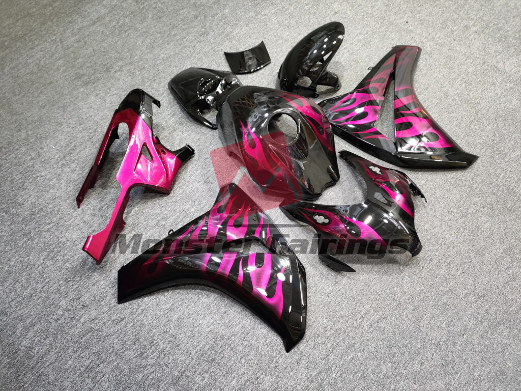 Gloss Black With Pink Flames ABS fairings for Honda CBR1000RR 2008 - 2011 - premium OEM fit kit by Monster Fairings