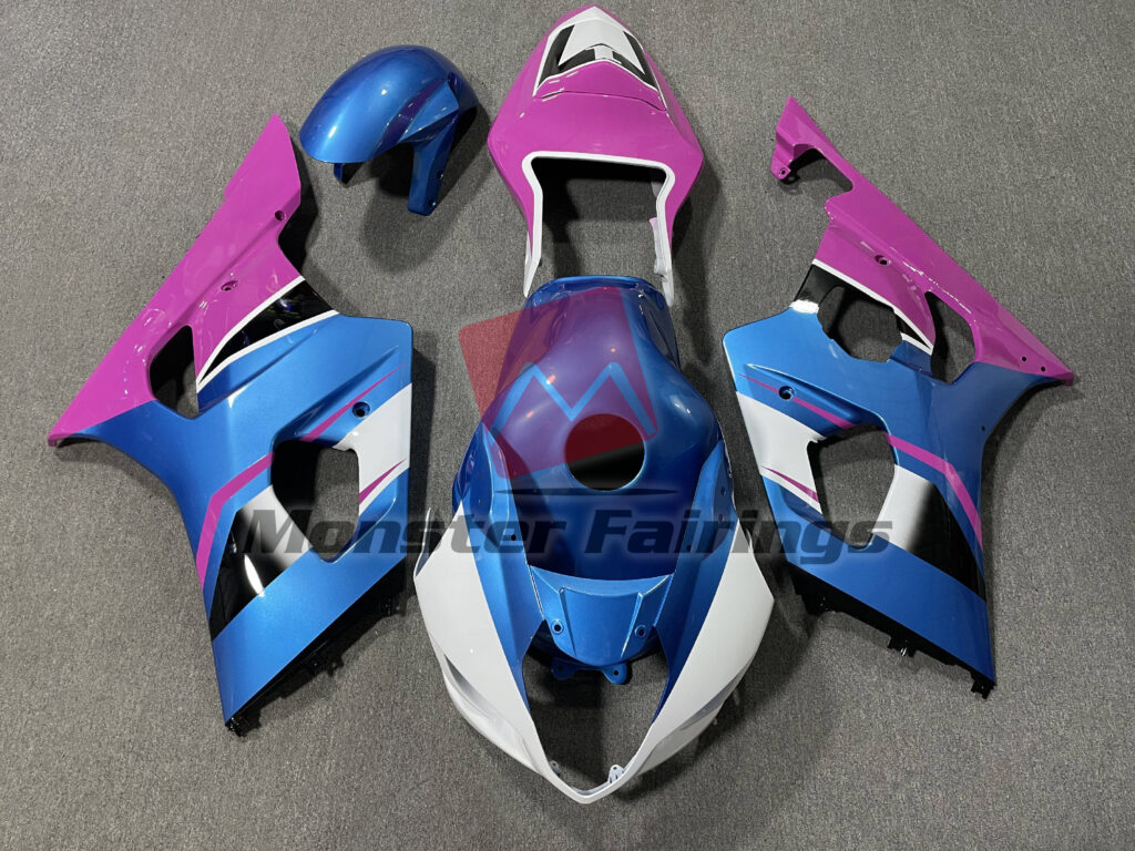 Suzuki GSXR 1000 2003 - 2004 Gloss Blue & Pink ABS fairings - custom motorcycle bodywork kit by Monster Fairings