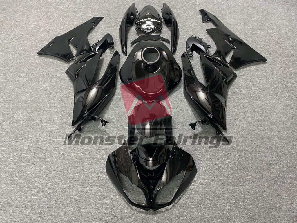Kawasaki ZX6R 2009 - 2012 Gloss Metallic Black ABS fairings - custom motorcycle bodywork kit by Monster Fairings