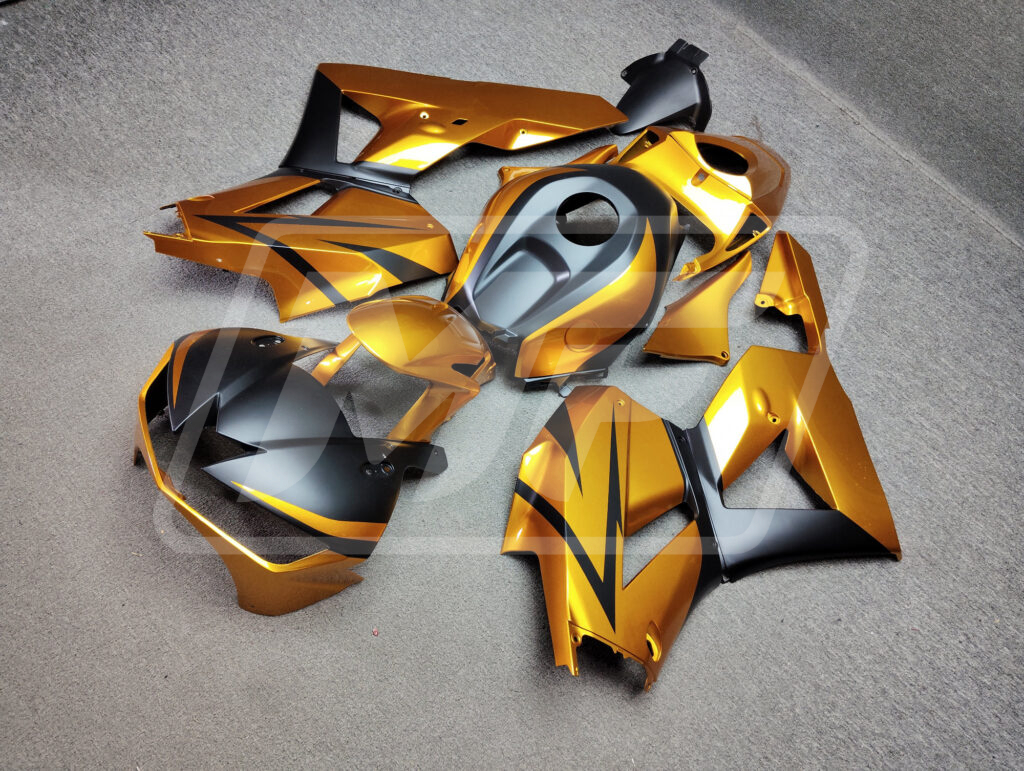 2013 - 2025 Honda CBR600RR Gloss Gold & Matte Black fairing set - ABS injection, custom painted by Monster Fairings