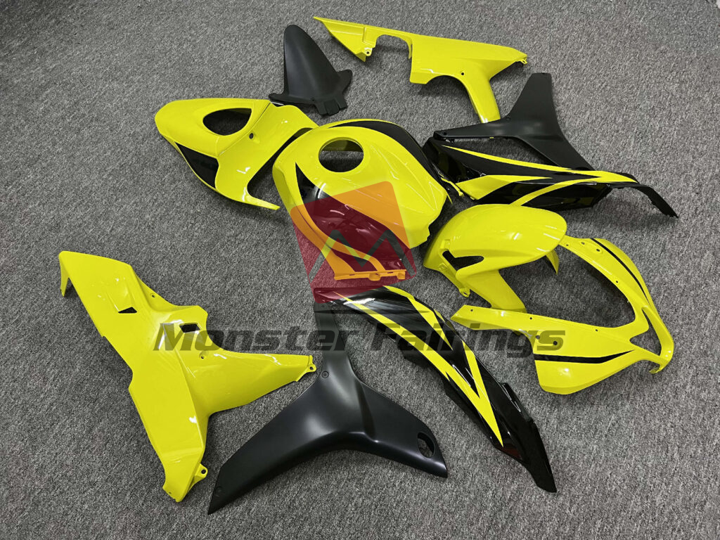 Honda CBR600RR custom ABS fairings 2007 - 2008 in Gloss Yellow & Black - durable replacement kit, Monster Fairings