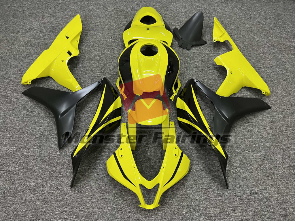 Honda CBR600RR 2007 - 2008 Gloss Yellow & Black ABS fairings - custom motorcycle bodywork kit by Monster Fairings