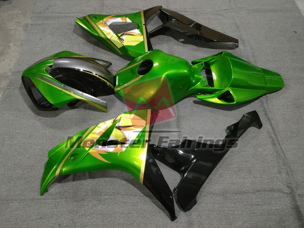 Honda CBR1000RR custom ABS fairings 2006 - 2007 in Gloss Green and Black - durable replacement kit, Monster Fairings