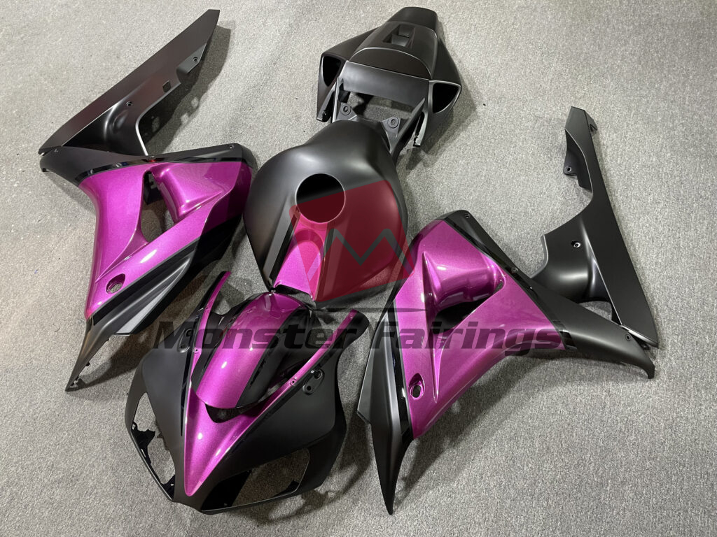 2006 - 2007 Honda CBR1000RR Matte Black and Pink fairing set - ABS injection, custom painted by Monster Fairings