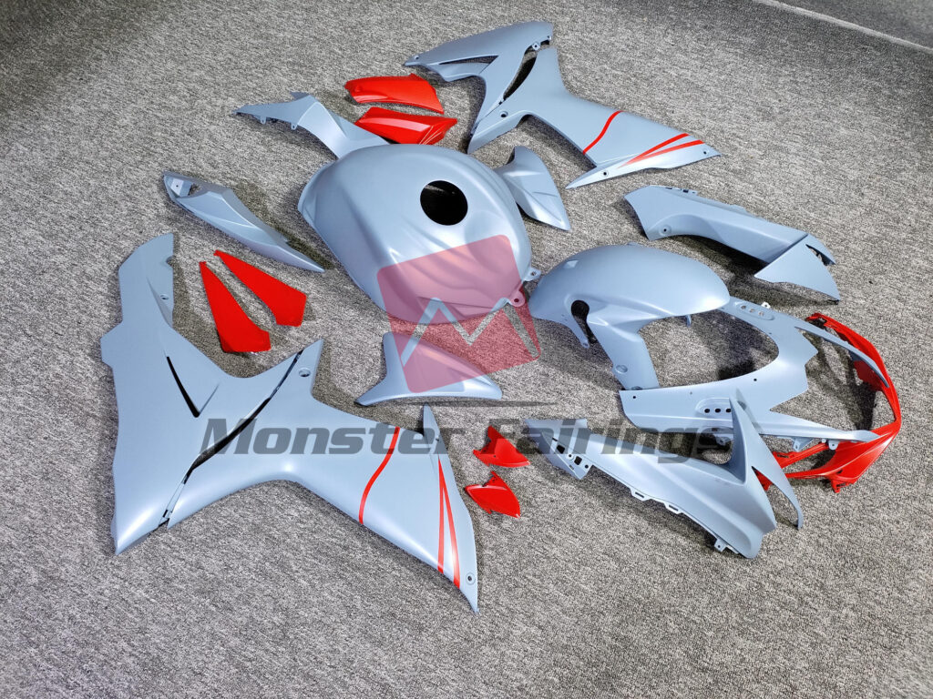 2011 - 2025 Suzuki GSXR Matte Sky Blue with Red fairing set - ABS injection, custom painted by Monster Fairings