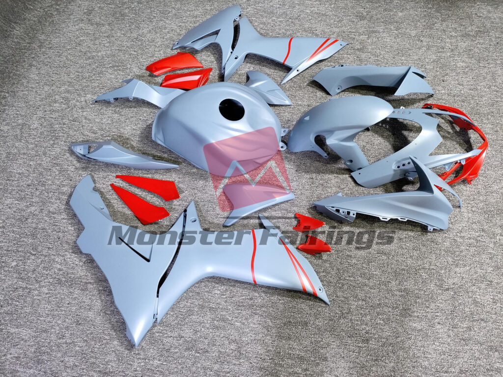 Suzuki GSXR custom ABS fairings 2011 - 2025 in Matte Sky Blue with Red - durable replacement kit, Monster Fairings