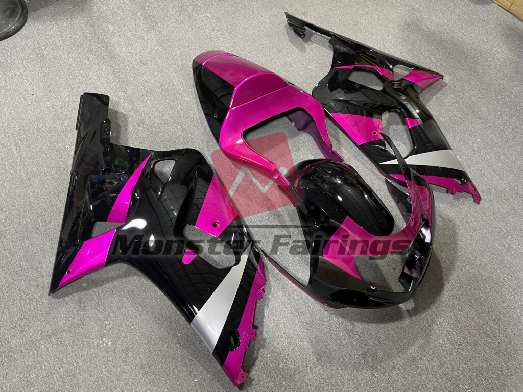 Gloss Black & Pink with Silver ABS fairings for Suzuki GSXR 600 - 750 2001 - 2003 - premium OEM fit kit by Monster Fairings