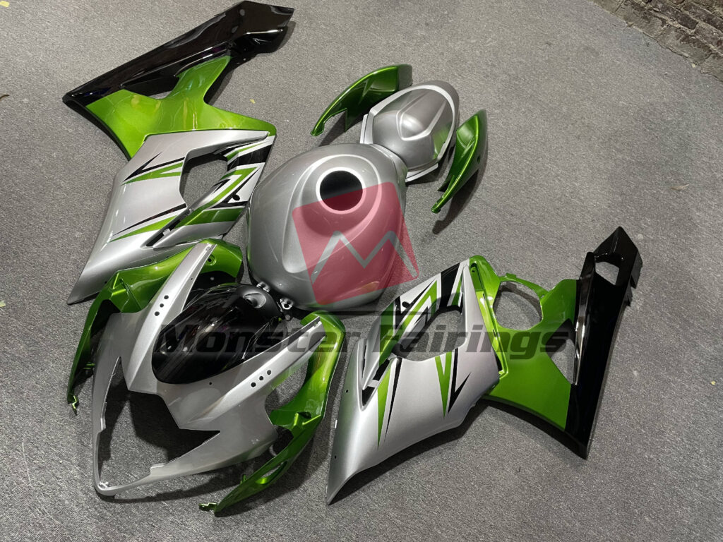 Suzuki GSXR 1000 custom ABS fairings 2005 - 2006 Gloss Green Silver & Black - durable replacement kit, Monster Fairings