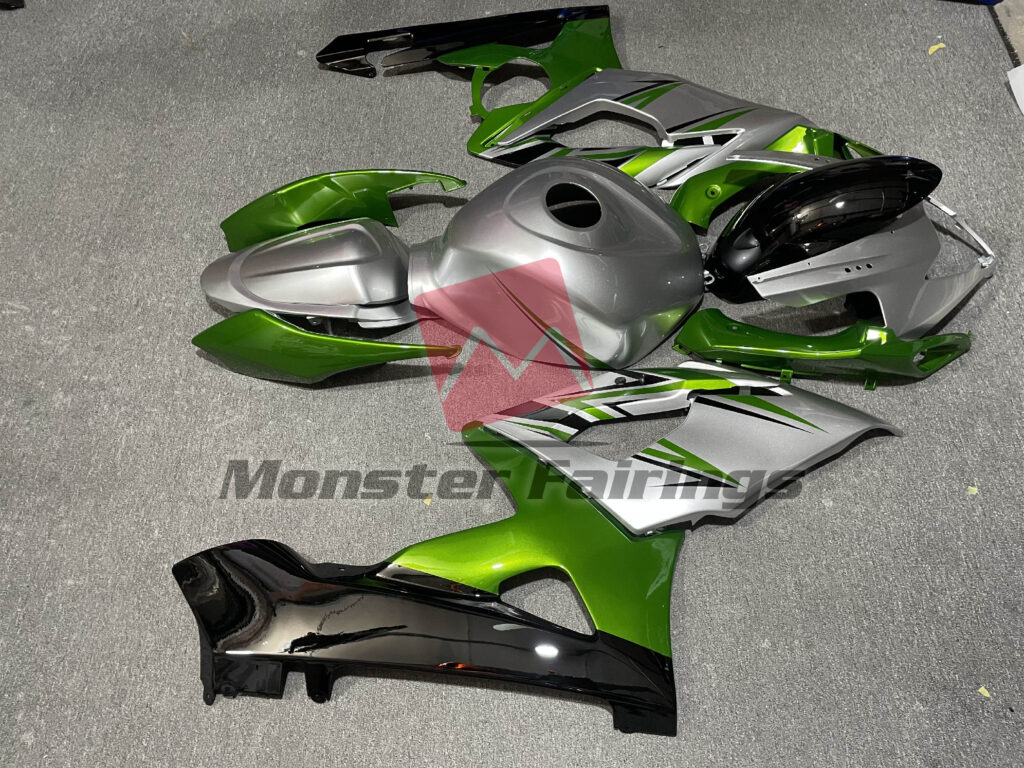 2005 - 2006 Suzuki GSXR 1000 Gloss Green Silver & Black fairing set - ABS injection, custom painted by Monster Fairings