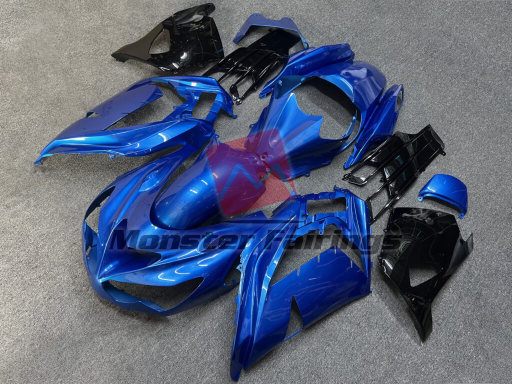 Gloss Vibrant Blue with Black ABS fairings for Kawasaki ZX14R 2012 - 2024 - premium OEM fit kit by Monster Fairings