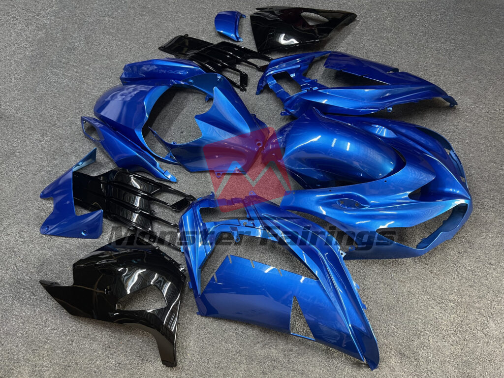 Kawasaki ZX14R custom ABS fairings 2012 - 2024 Gloss Vibrant Blue with Black - durable replacement kit, Monster Fairings