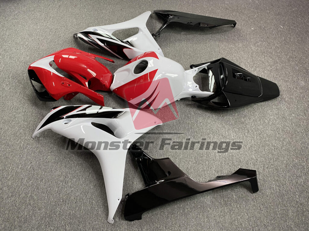 2006 - 2007 Honda CBR1000RR Gloss Red & White fairing set - ABS injection, custom painted by Monster Fairings