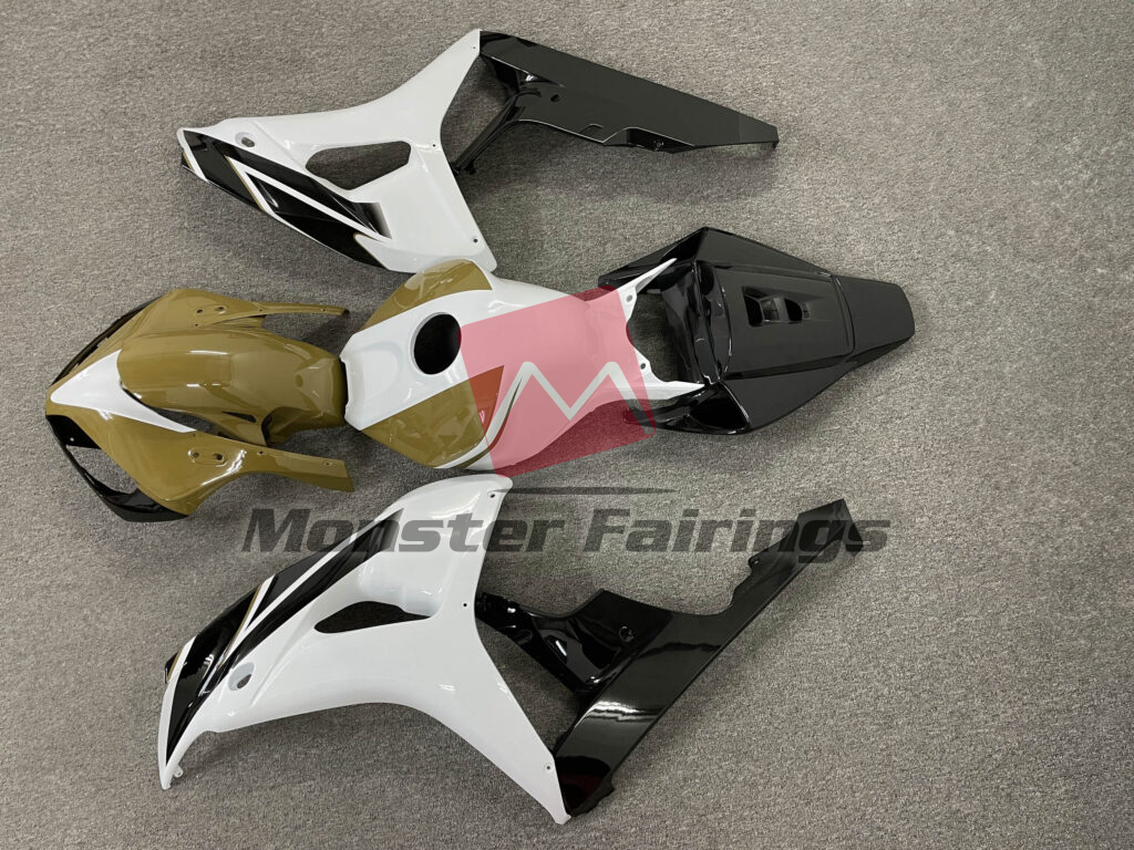 2006 - 2007 Honda CBR1000RR Gloss White, Tan & and Black fairing set - ABS injection, custom painted by Monster Fairings
