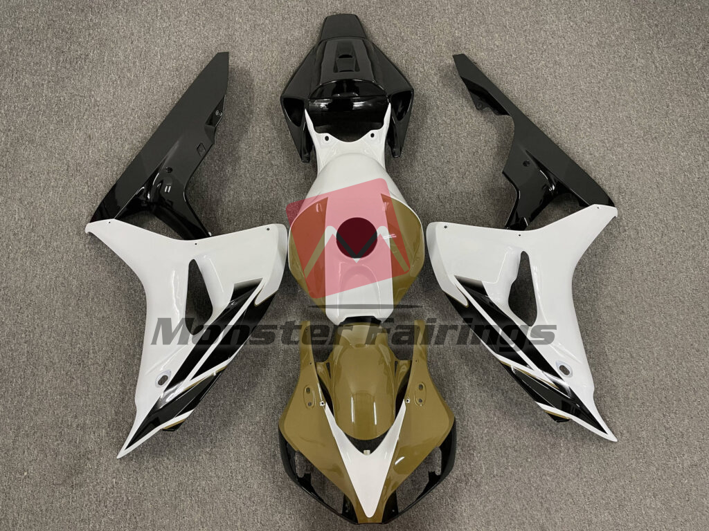 Honda CBR1000RR 2006 - 2007 Gloss White, Tan & and Black ABS fairings - custom motorcycle bodywork kit by Monster Fairings