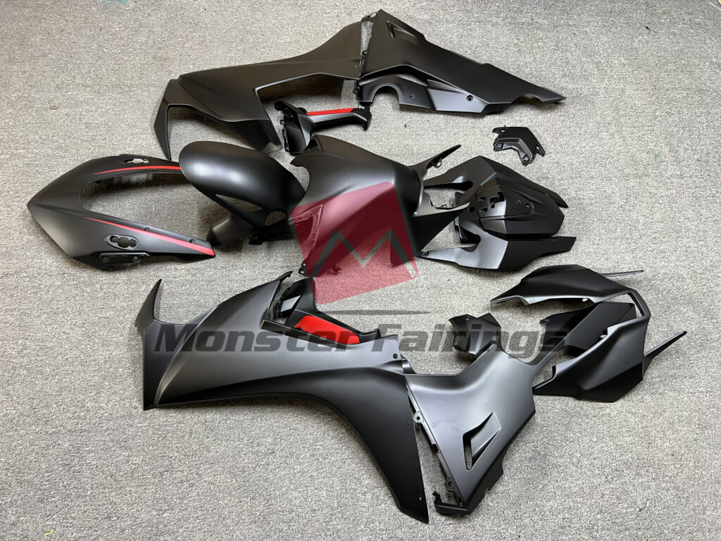 2017 - 2025 Honda CBR1000RR Matte Black with Red fairing set - ABS injection, custom painted by Monster Fairings