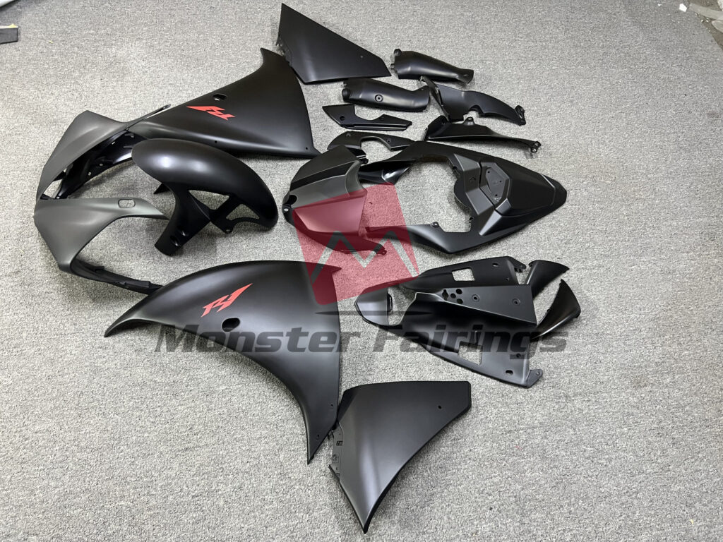 Yamaha R1 custom ABS fairings 2009 - 2011 Matte Black with Red - durable replacement kit, Monster Fairings