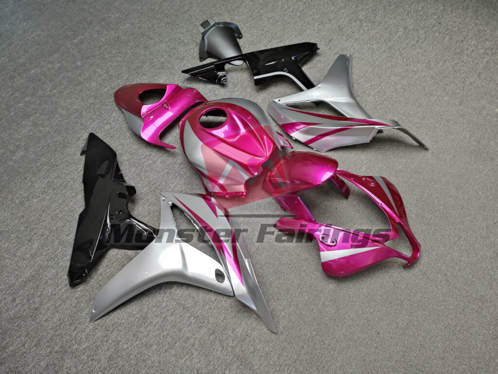 Honda CBR600RR custom ABS fairings 2007 - 2008 in Gloss Pink & Silver Black - durable replacement kit, Monster Fairings