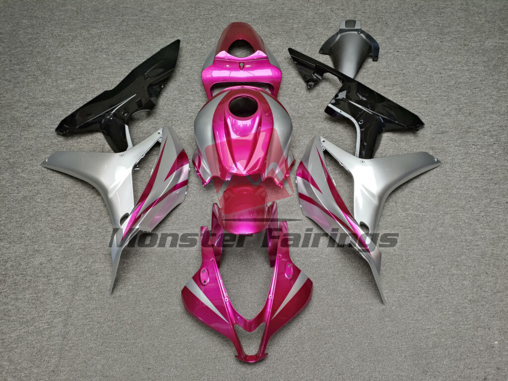 Honda CBR600RR 2007 - 2008 Gloss Pink & Silver Black ABS fairings - custom motorcycle bodywork kit by Monster Fairings