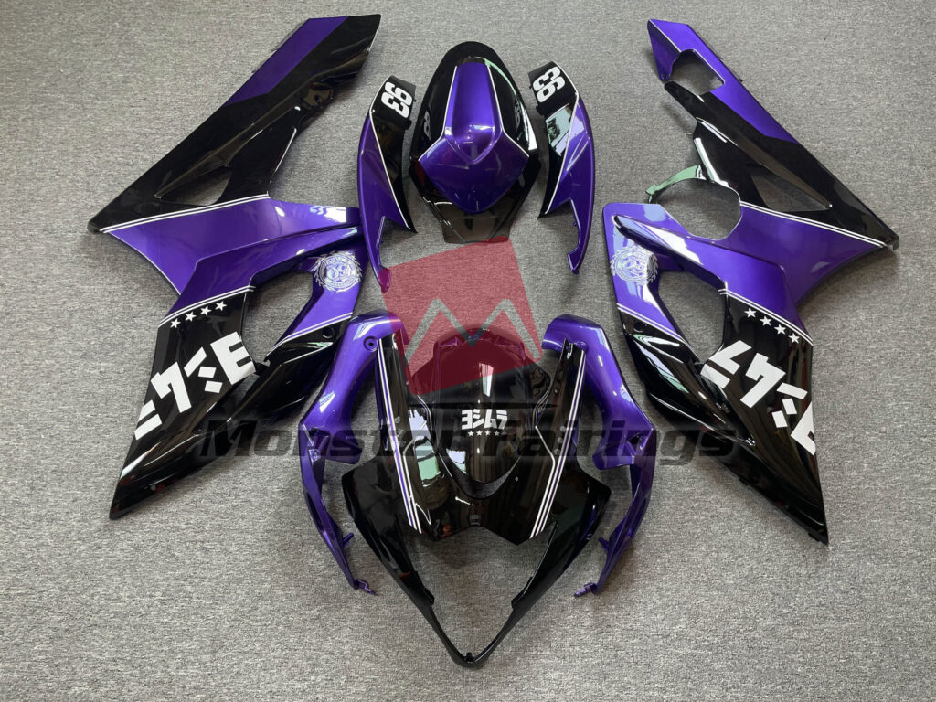 Suzuki GSXR 1000 2005 - 2006 Gloss Purple with Black ABS fairings - custom motorcycle bodywork kit by Monster Fairings