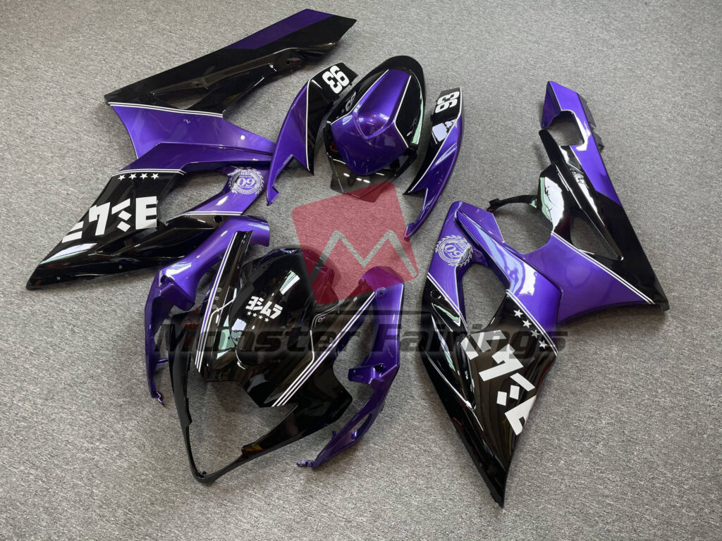 Gloss Purple with Black ABS fairings for Suzuki GSXR 1000 2005 - 2006 - premium OEM fit kit by Monster Fairings
