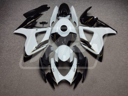 Suzuki GSXR 600-750 2006-2007 Gloss Black & White Gold ABS Fairings | Monster Fairings