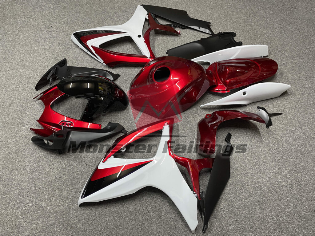 Monster Fairings ABS fairing kit for Suzuki GSXR 600 - 750 2006 - 2007 - Gloss White & Candy Red With Black, precise OEM fit