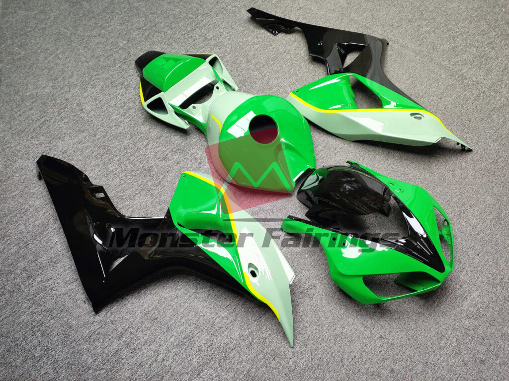 Honda CBR1000RR custom ABS fairings 2006 - 2007 in Gloss Green & and Black with Yellow - durable replacement kit, Monster Fairings