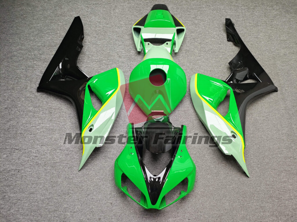 Honda CBR1000RR 2006 - 2007 Gloss Green & and Black with Yellow ABS fairings - custom motorcycle bodywork kit by Monster Fairings