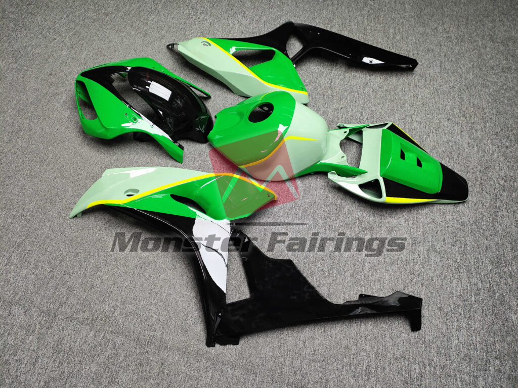 2006 - 2007 Honda CBR1000RR Gloss Green & and Black with Yellow fairing set - ABS injection, custom painted by Monster Fairings