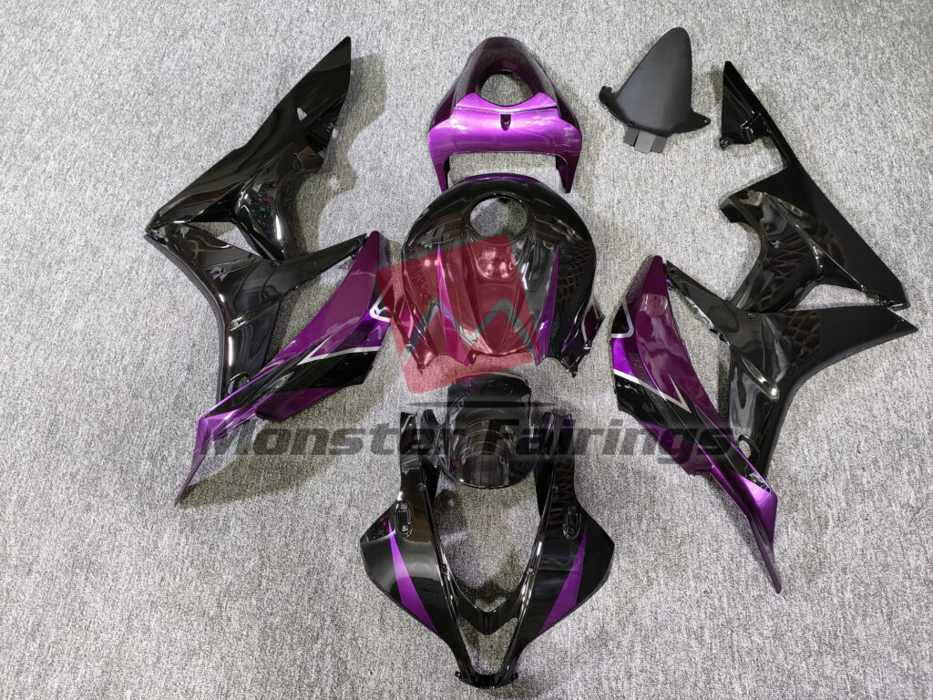 Honda CBR600RR 2007 - 2008 Gloss Black Purple ABS fairings - custom motorcycle bodywork kit by Monster Fairings