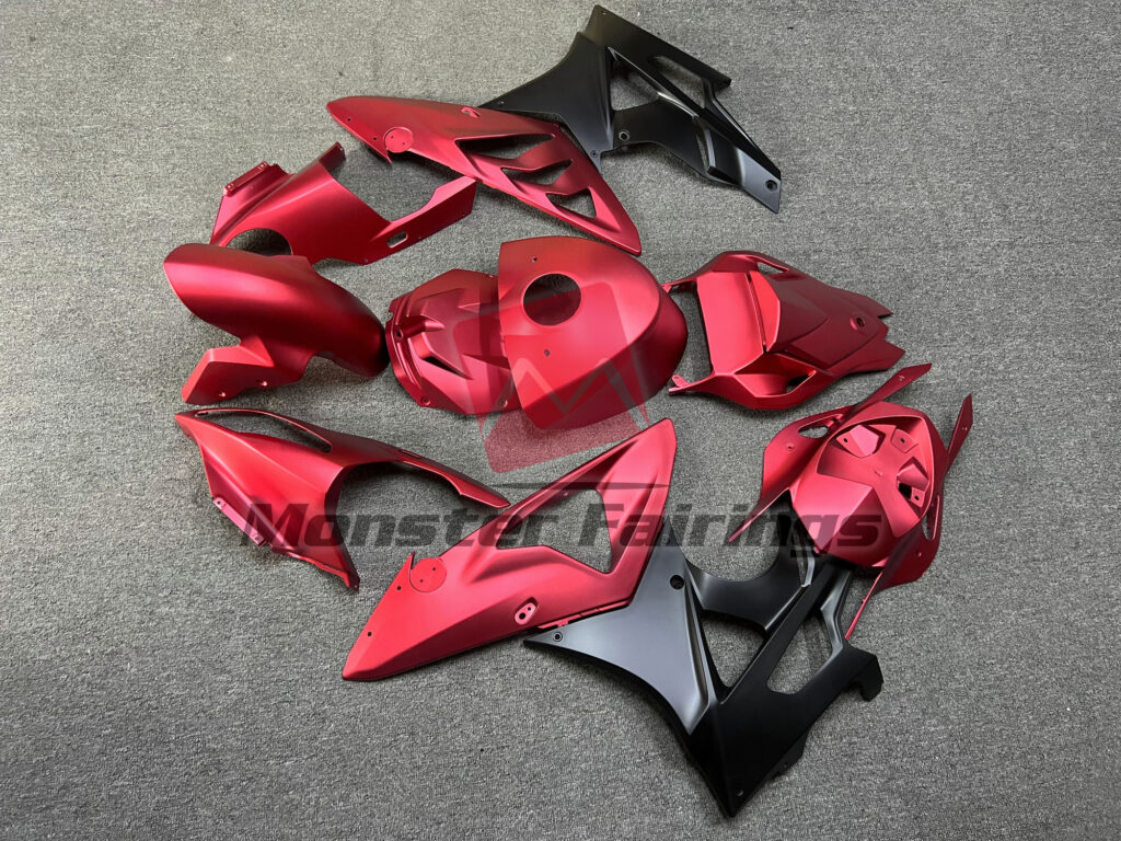 2009 - 2014 BMW S1000RR Matte Red & Black fairing set - ABS injection, custom painted by Monster Fairings